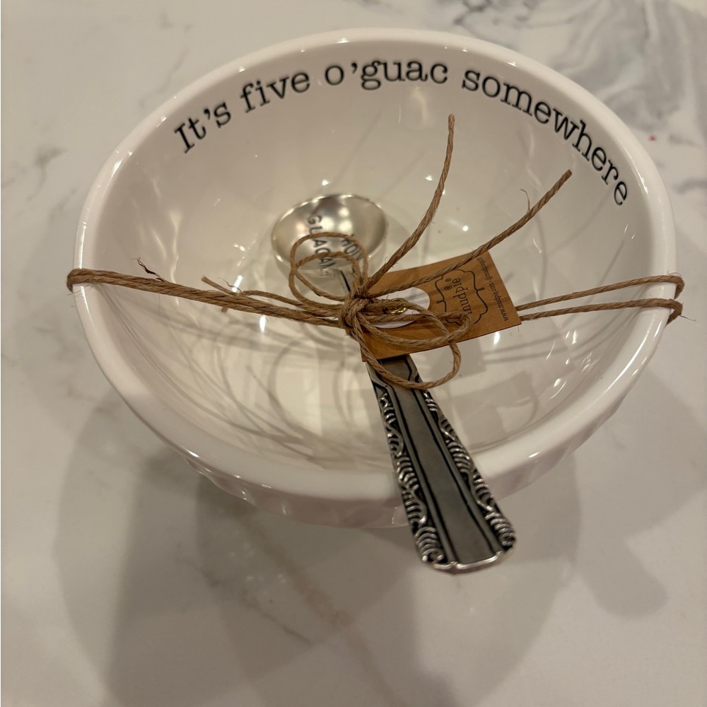 Mud Pie White Guacamole Bowl with Spoon